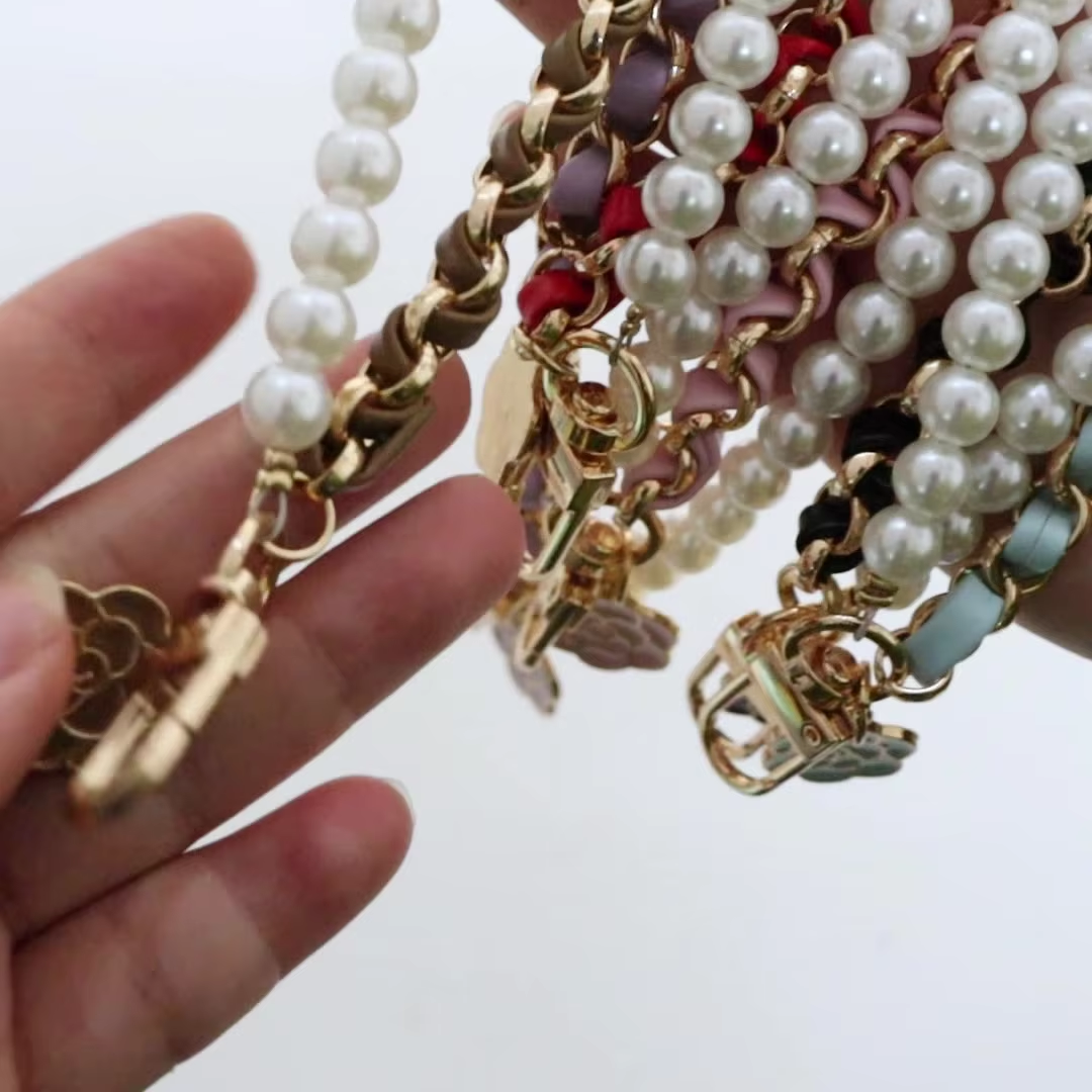 Phone Accessories Beads - 1 Strand/Lot Leather Imitation Pearl Camellia