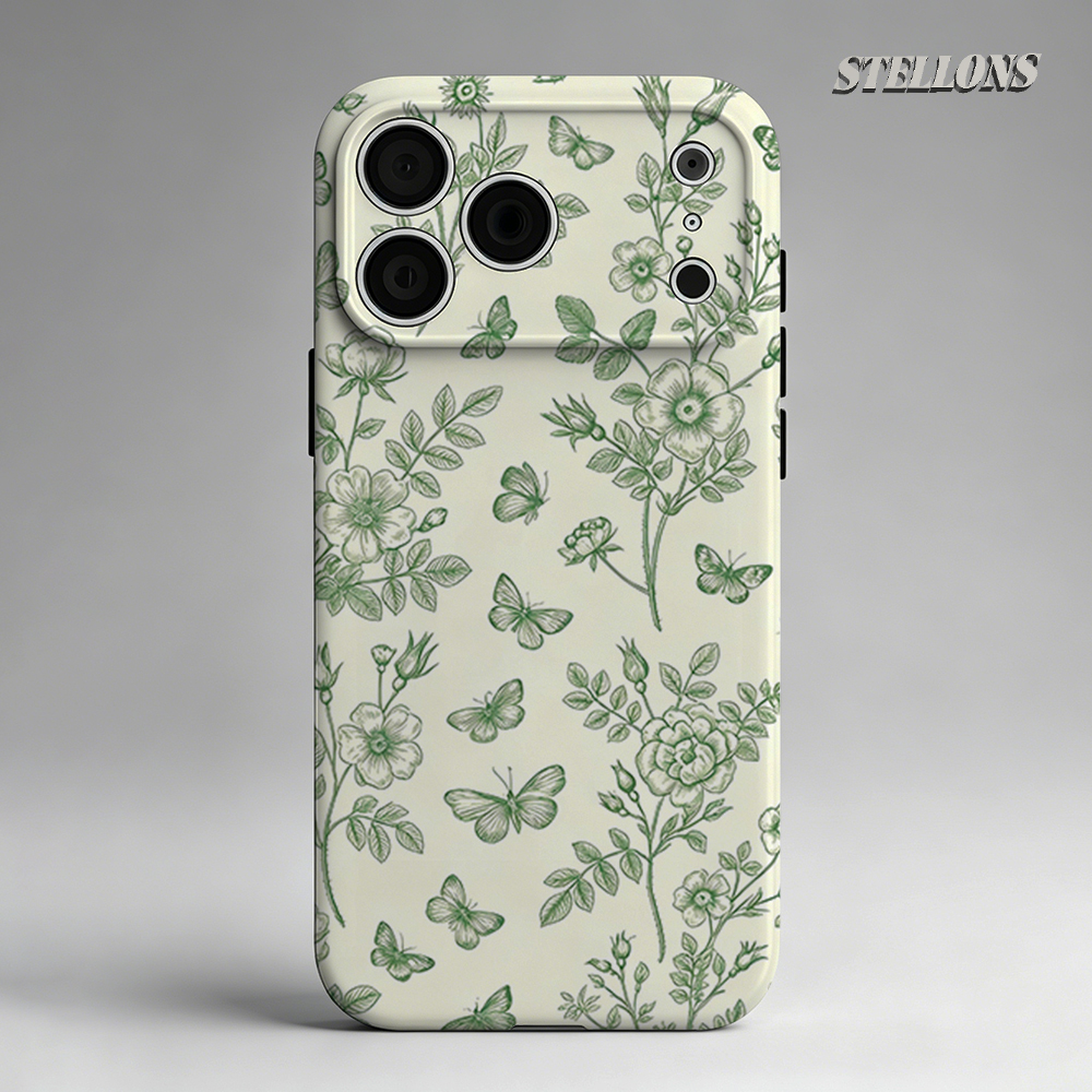 Magnetic Phone Case - Green Floral Butterfly Sketch Phone Case