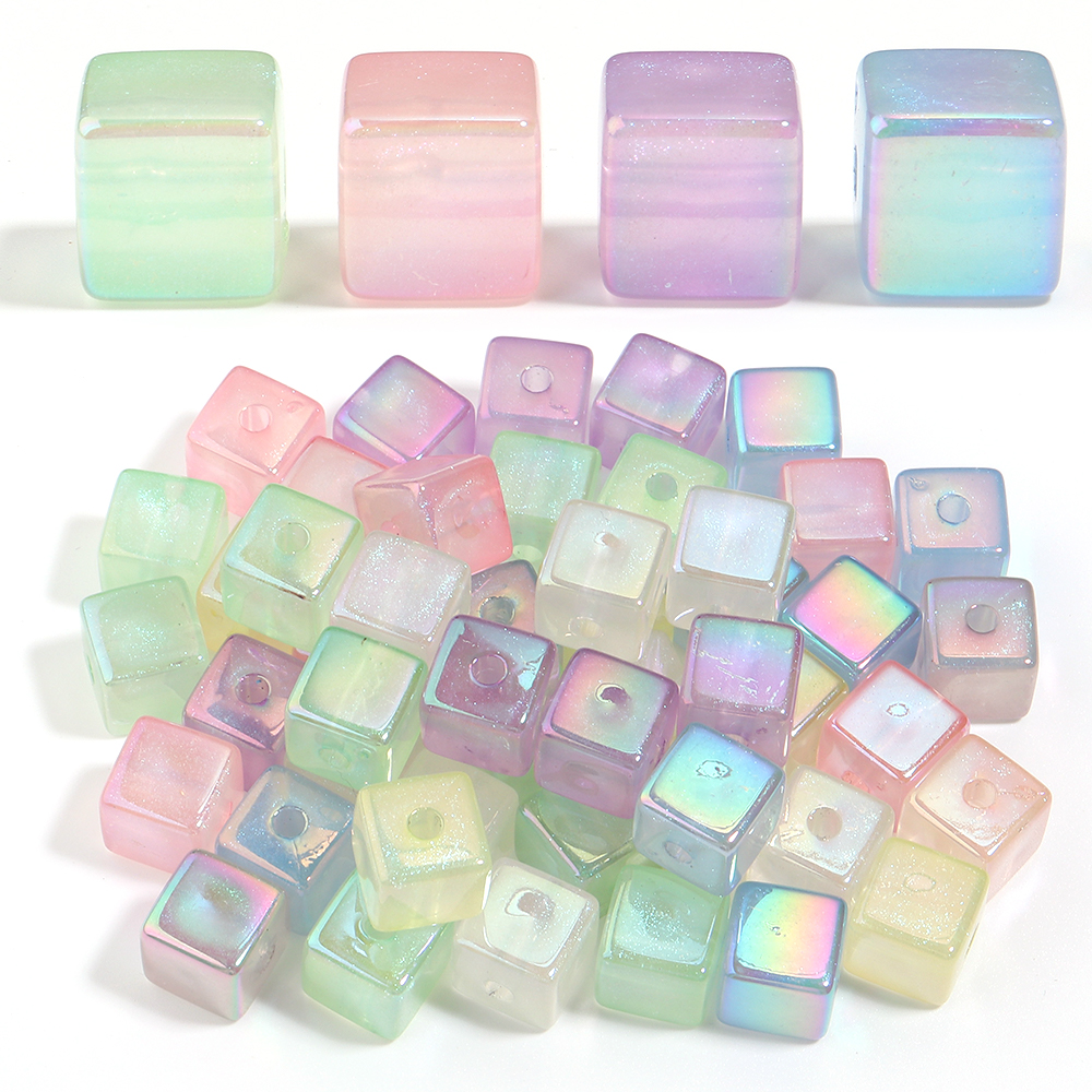 Phone Accessories Beads - 10pcs/lot 14mm Jelly Colored Acrylic Square