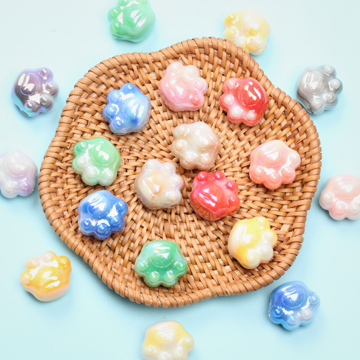Phone Accessories Beads - 10pcs 19*16mm UV Dazzle Two-color Cat