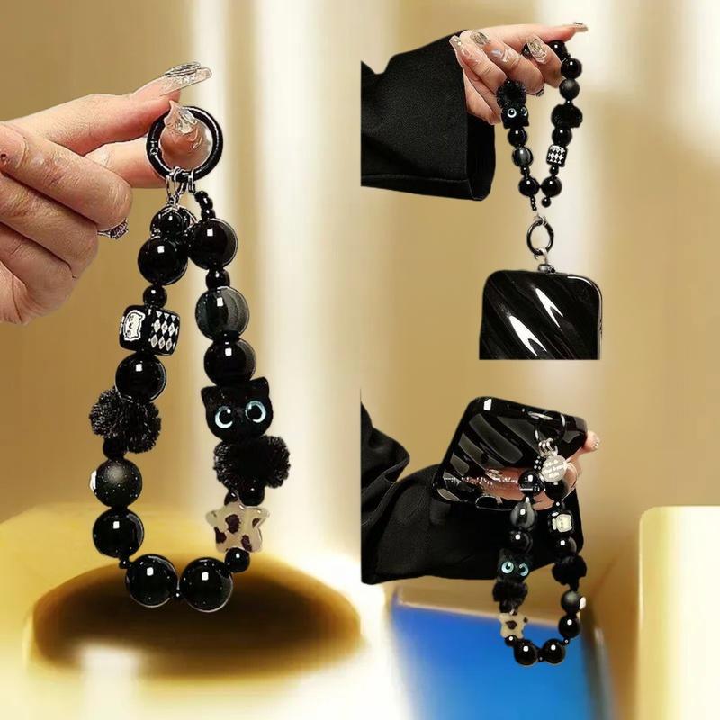 Phone Accessories Crochet - Niche high-end black plush cat mobile