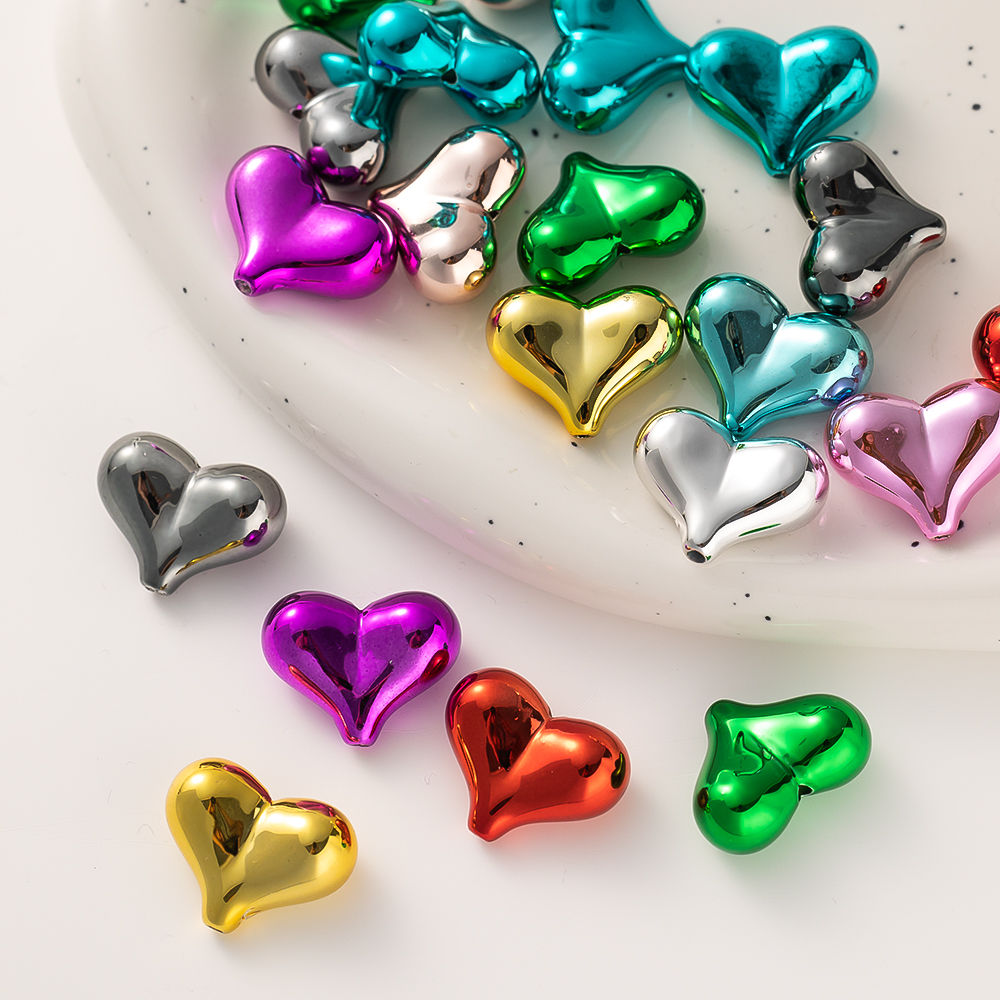 Phone Accessories Beads - 10pcs Colorful Acrylic Heart Loose Spacer
