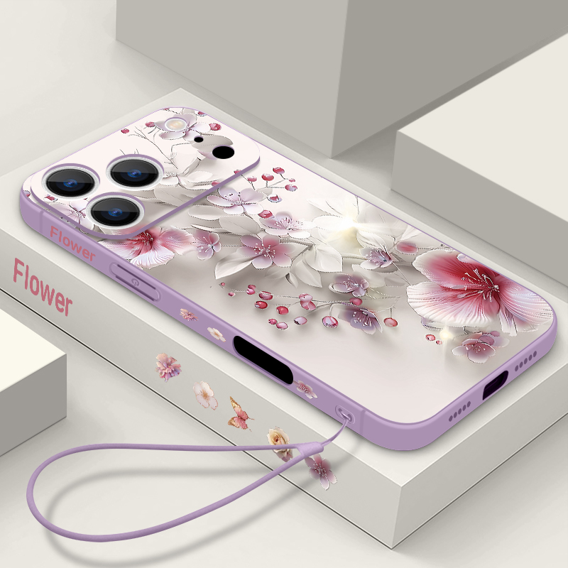 Magnetic Phone Case - Pink White Flower Case For iPhone