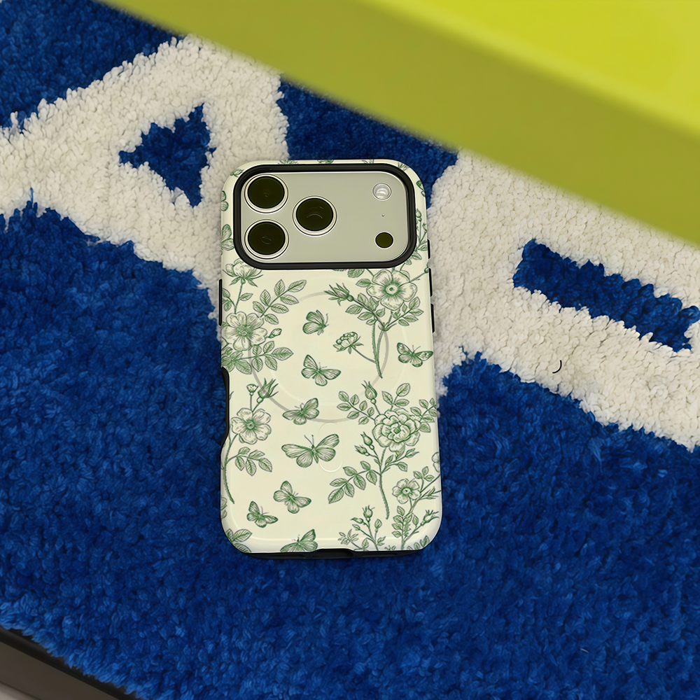 Green Floral Butterfly Sketch  - Magnetic Phone Case ulasan dan harga