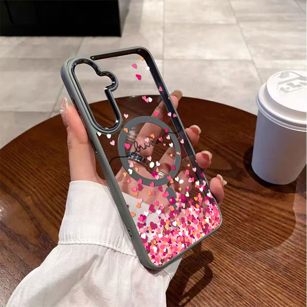 Pink Heart Print Phone Case Fo - Magnetic Phone Case ulasan dan harga