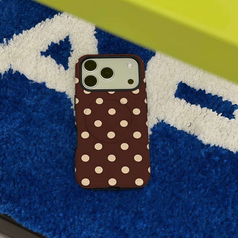 Brown Beige Polka Dot Phone Ca - Magnetic Phone Case ulasan dan harga