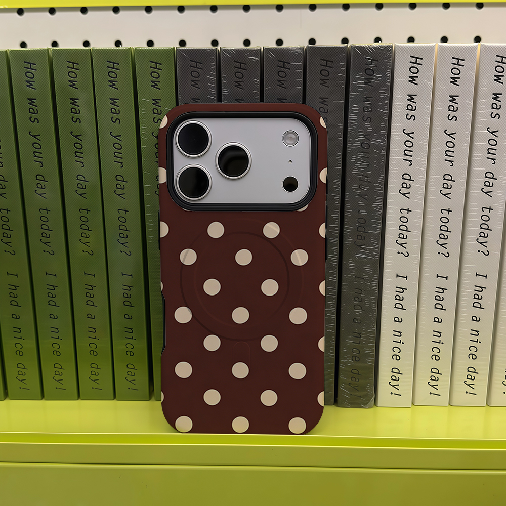 Brown Beige Polka Dot Phone Ca - Magnetic Phone Case ulasan dan harga