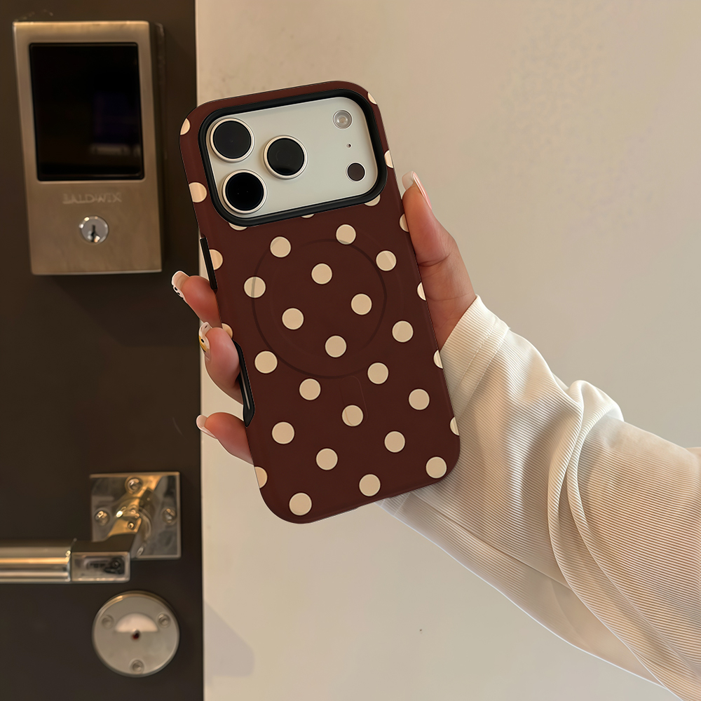 Brown Beige Polka Dot Phone Ca - Magnetic Phone Case ulasan dan harga
