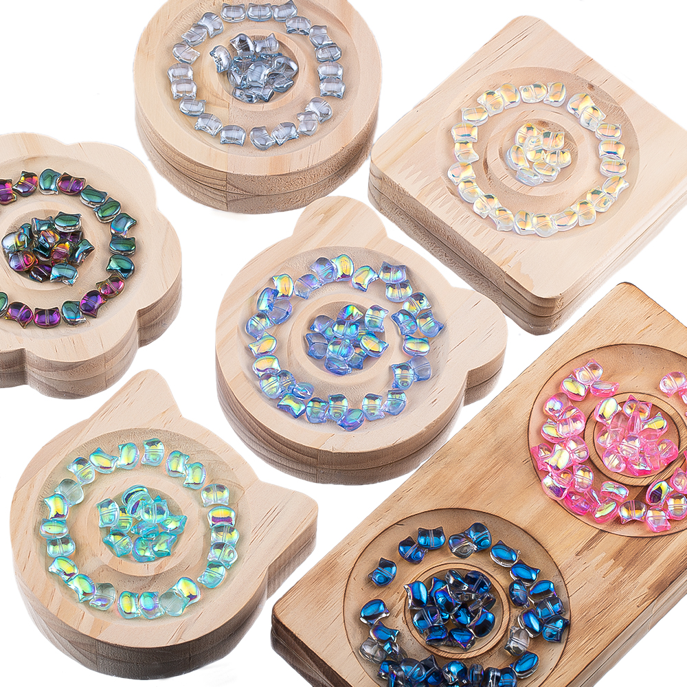 50pcs Colorful Cat Head Glass  - Phone Accessories Beads ulasan dan harga
