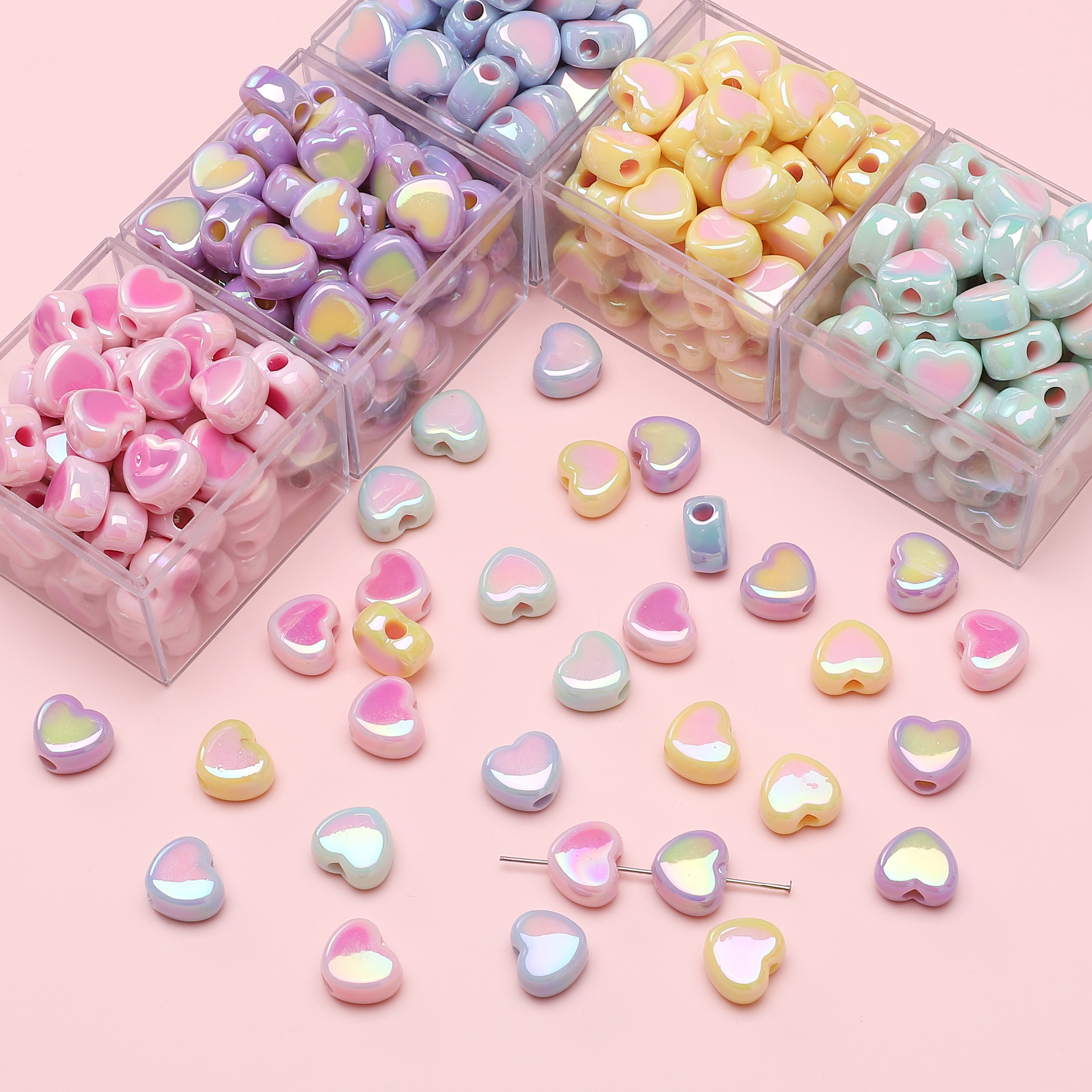 15x13mm 5pcs Heart Beads Acryl - Phone Accessories Beads ulasan dan harga