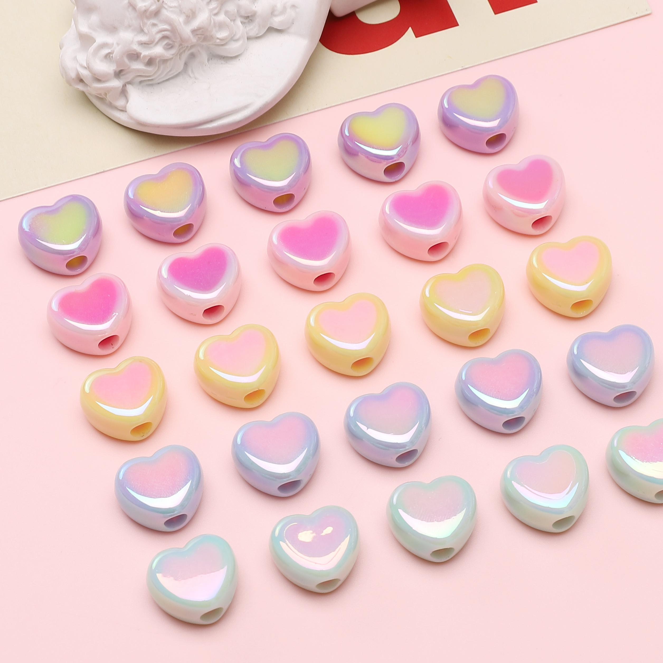 15x13mm 5pcs Heart Beads Acryl - Phone Accessories Beads ulasan dan harga
