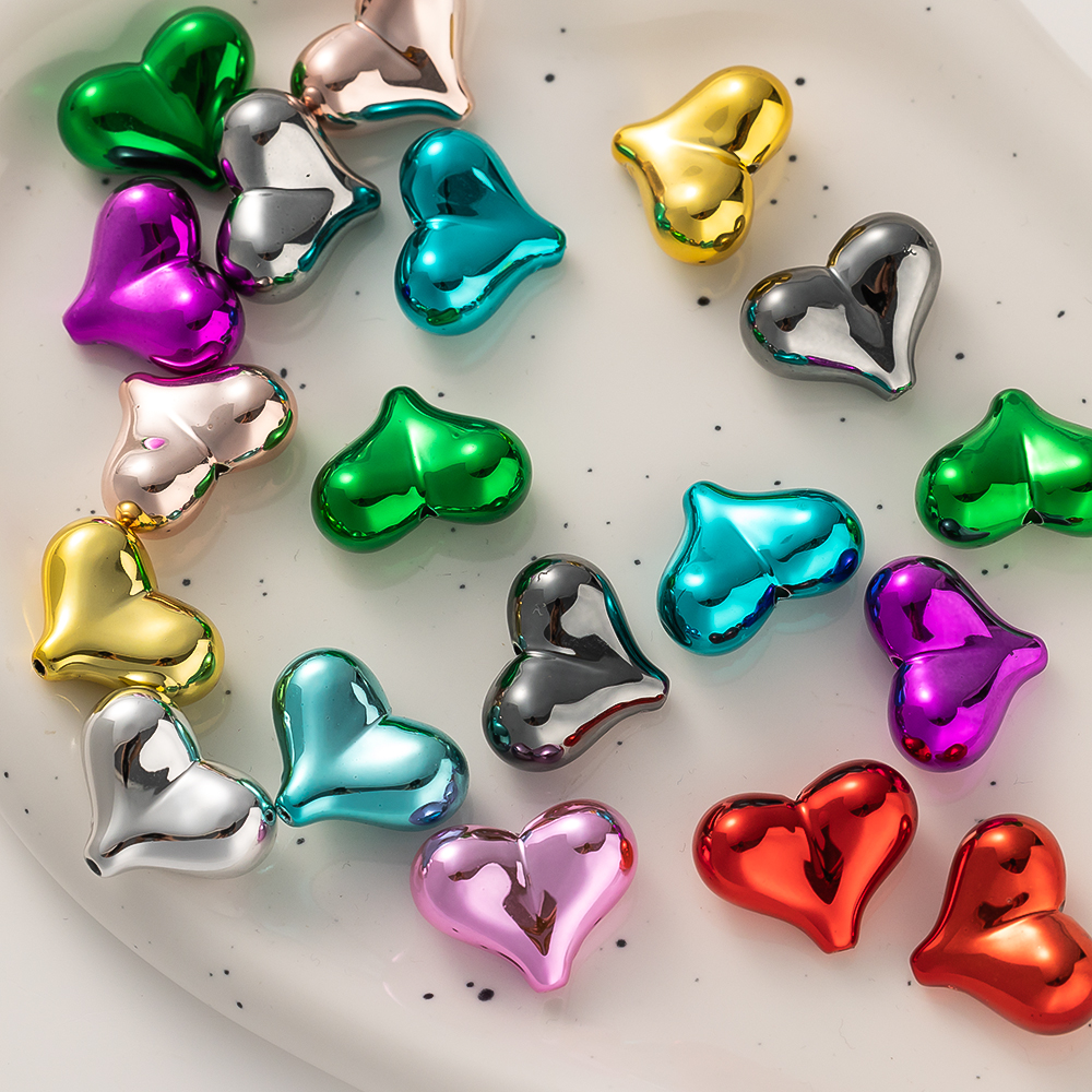 10pcs Colorful Acrylic Heart L - Phone Accessories Beads ulasan dan harga