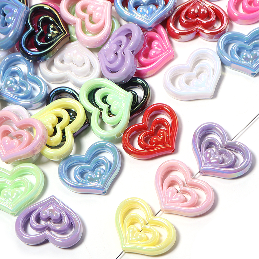 5pcs Acrylic Hollow Heart Bead - Phone Accessories Beads ulasan dan harga