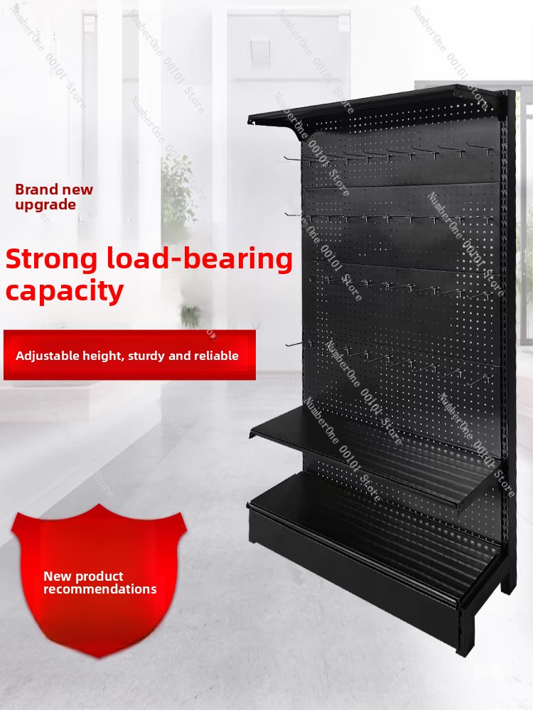 Thickened Black Pegboard Shelf - Phone Accessories Rack Display ulasan dan harga