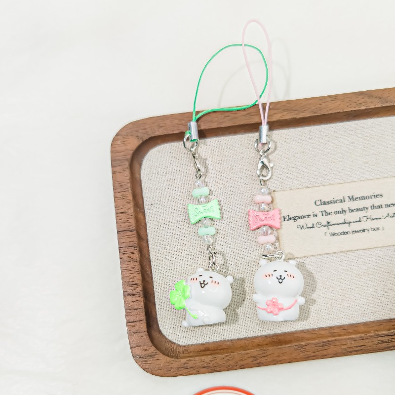 Cute Beaded Phone Strap Pink G - Phone Accessories Beads ulasan dan harga